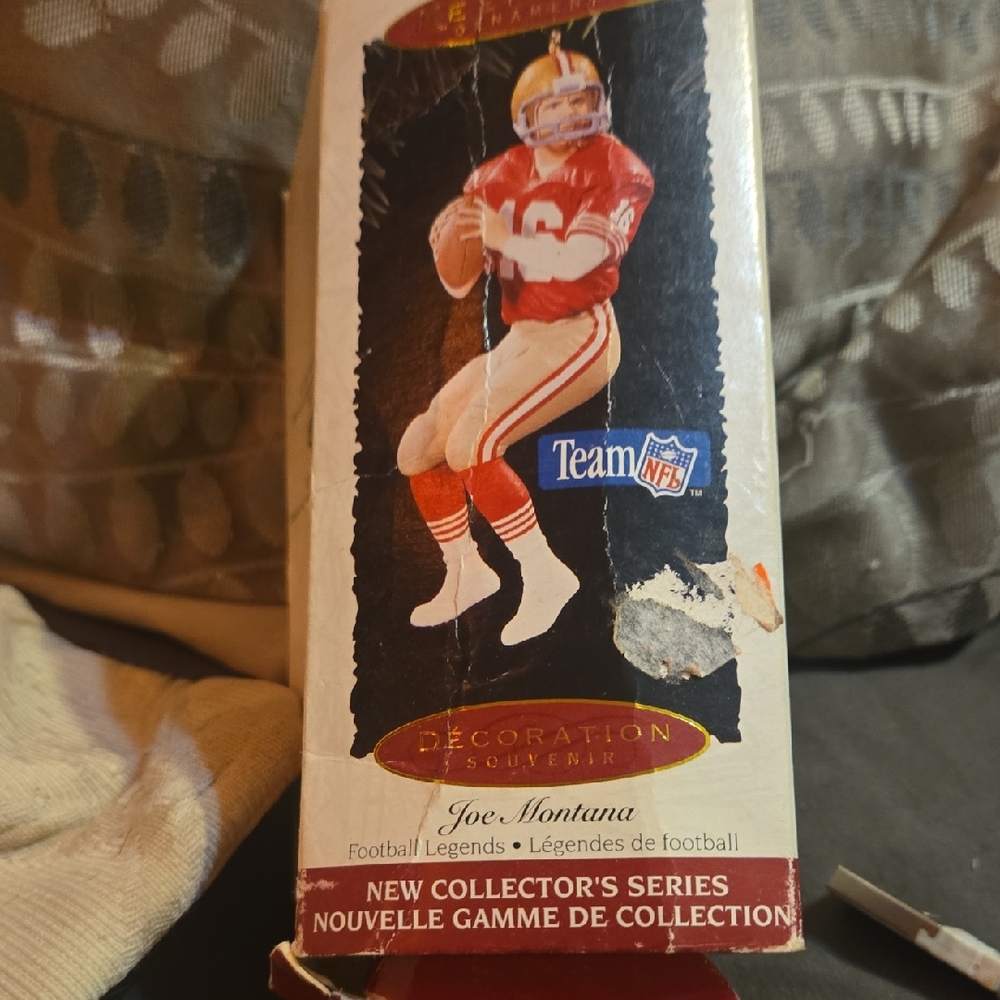Hallmark Joe Montana Football Ornament - Red and White